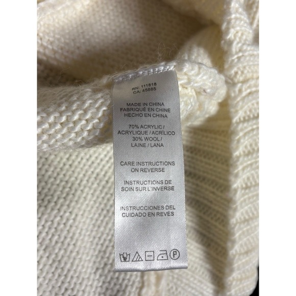 Michael Kors Ivory Sweater Poncho Cape Oversized Full Zip Toggle Closure Sz S - Picture 14 of 15